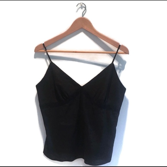 Banana Republic Tops - Banana Republic,linen camisole,black w lace detail